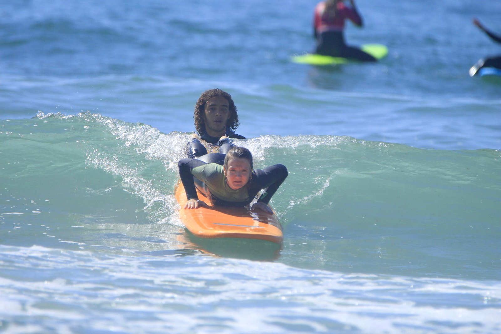 Surfer riding a wave
